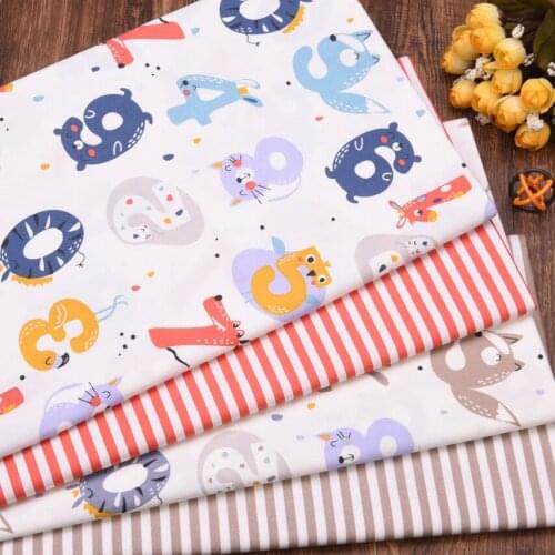 Cartoon Digital Stripe Cotton Fabric Diy Patchwork Quilting Handmade Baby Cloth Bedding Blanket Sheet Pillow Tilda Tissus Tecido