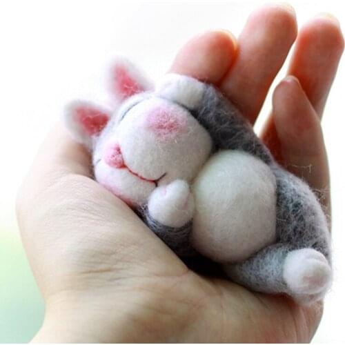 Sleeping Rabbit Needle Felting Kit for Beginner Felting Starter Kit Wool Felt Kit Handicraft Felt DIY Set English Manual