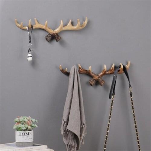 Wall Hanging Hook Deer Head Antlers Large Storage Hook Hanging Clothes Hat Scarf Key Deer Horns Hanger Rack Wall Hook Home Decor