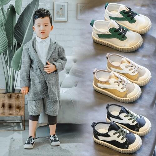2021 New Children Shoes Boys and Girls Closed Toe Anti-kick Student Leisure Performance White Shoes Biscuit Shape Shoes