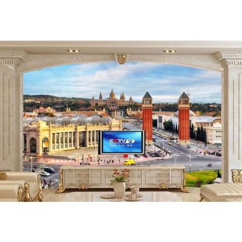 Papel de parede,Spain Houses Roads Barcelona Street Cities wallpapers,living room sofa TV wall bedroom 3d murals wallpaper