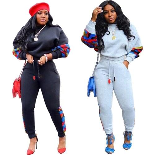 Autumn and winter thickening and velvet fashion printing stitching leisure sports suit Yoga suit Y5117