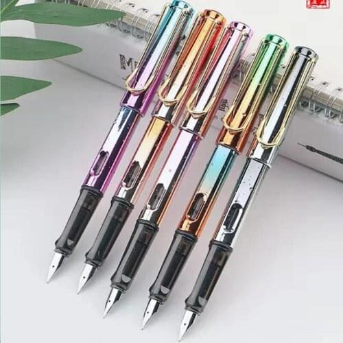 Gradient Colored Metal Water Ink Pen 0.5mm Fine Stainless Steel Tip Fountain Pen Office School Supply Student Writing Stationery