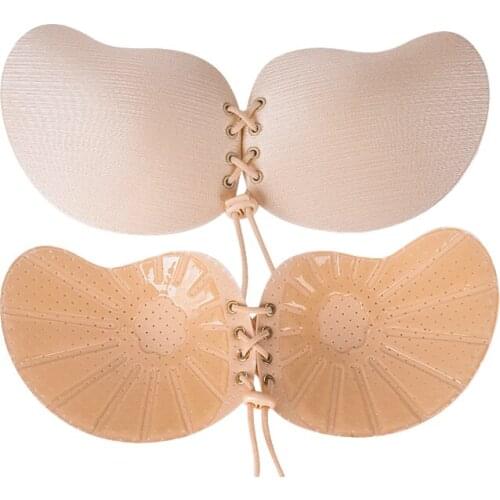 Sexy Lingerie Push Up Silicone Lifting Sticky Bra Self Adhesive Seamless Strapless Front Closure Gel Invisible Bras for Women