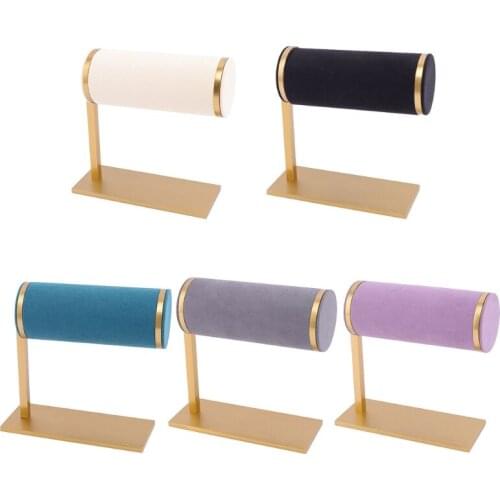 N7MF Watch Display Stand Jewelry Bracelet Organizer Microfiber Metal Bracelet Chain Storage Rack Holder Home Decoration