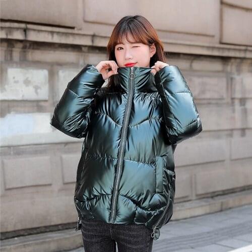 Puffer Coat Womens Thick Warm Long Sleeve Stand Collar Ladies Winter Jacket Casual Parkas Down Jackets for Female
