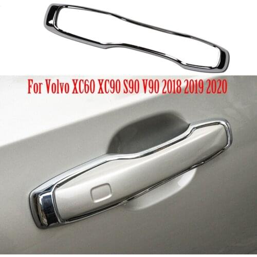 Car Door Handle Frame Cover Trim Strip Exterior Decoration Accessories For Volvo XC60 XC90 S90 V90 2018 2019 2020