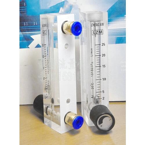 0.1-1 0.3-3 0.5-5 1-10 2-20 2-25LPM LZM-8M Adjustable Panel Ar Rotameter With Valve Push In Fit 6 OD Tube