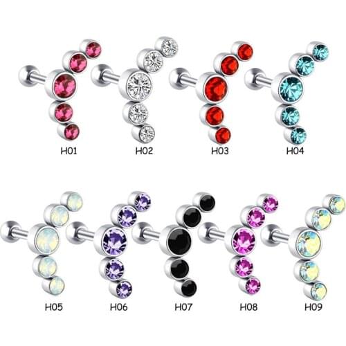1Pc Zircon Ear Nail Stainless Steel Ear Bone Stud Bar Piercing Cartilago Crystal Jewelry Opal Cartilage Helix Tragus Stud Earrin