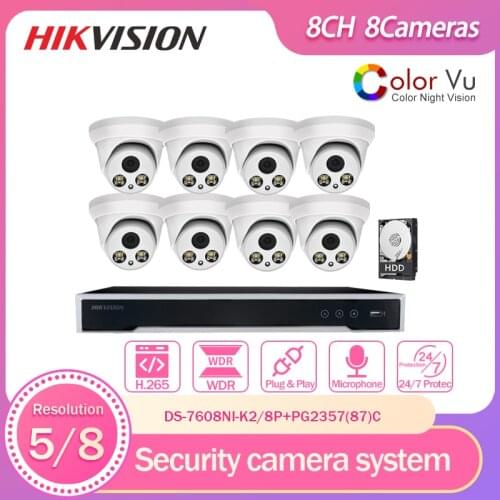 Hikvision Compatible POE Video Surveillance System 8MP 5MP Two-way Audio NVR Video Recorder Security Oudoor IP Cameras for Home