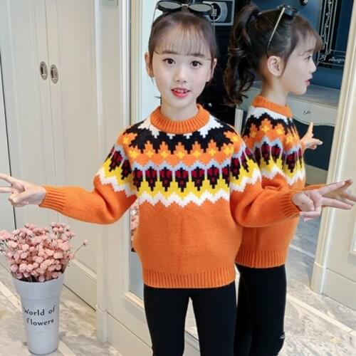 Girls Sweater Babys Coat Outwear 2021 Thicken Warm Winter Autumn Knitting Scoop Pullover Christmas Gift Childrens Clothing