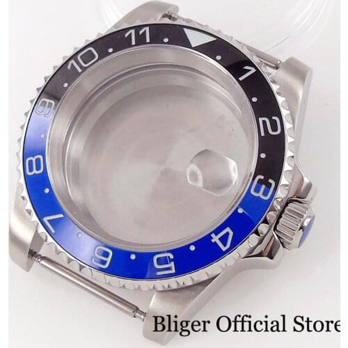 10ATM Waterproof 40mm SUB Steel Silver Watch Case fit NH35A NH36A BLACK BLUE Ceramic Insert 120 Clicks