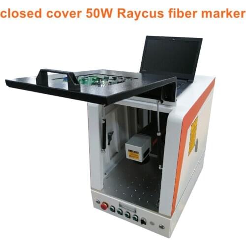 Rotary axis included sliver fiber laser marking machine 50W closed cover