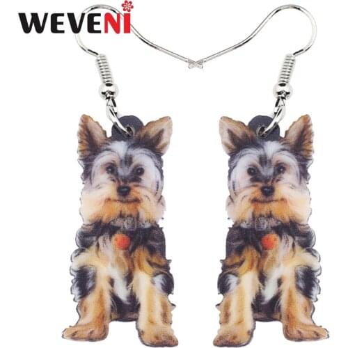 WEVENI Acrylic Happy Schnauzer Earrings Big Long Dangle Drop Animal Jewelry For Girls Women Ladies Cheap Accessories Wholesale