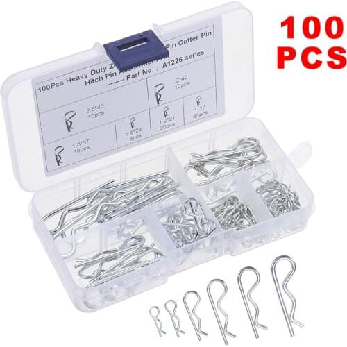 Newest 100Pcs R Shape Clips Carbon Steel Anti-rust Hairpin Hitch R Type Wave Clip Cotter Hitch Pin Clips Fastener For Cars Truck