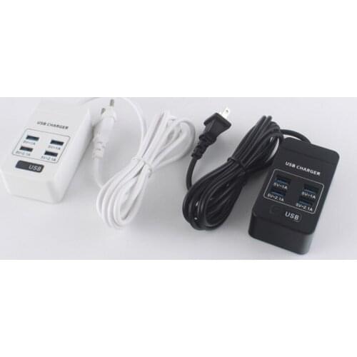 4 Ports USB Charger Multiple Wall Charging 5V/2.1A Adapter with 2M Power Cable Mobile Phone Universal EU/AU/UK/US Plug