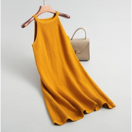 Women Long Pullovers Sweater Bodycon Dress Femme Tricot Pull Femme Women Long Sweater Knitting Sleeveless Strap Winter