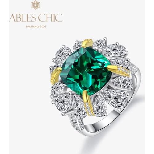 925 Sterling Silver Lab Tourmaline Engagement Ring Large Cushion Emerald 5A Zircon Gemstone Bridal Wedding Rings S2R1S2R1161