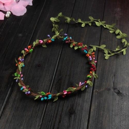 10pcs/lot Women Headwear Berry With Long Leaves Flower Hairbands Hair Accessories For Bride Wedding Headdress