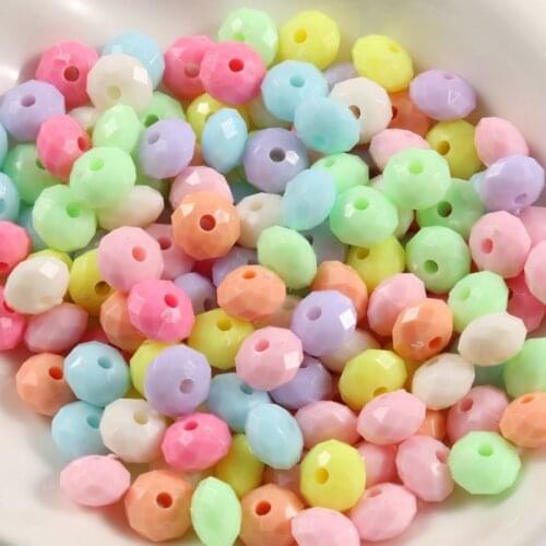 100/200/300pcs Multi Color Faceted Round Acrylic Beads 8*8*6mm Loose Spacer Beads For Jewelry Making Diy Charm Bracelet Necklace