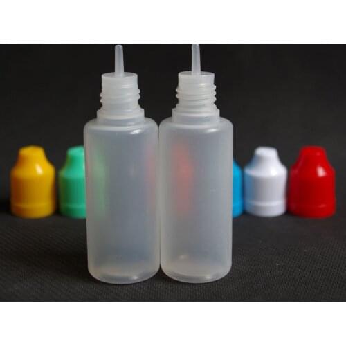 100pcs Soft 20ml Empty Vial Plastic Dropper Bottles With Childproof Cap And Long Tip For Liquid PE Jar