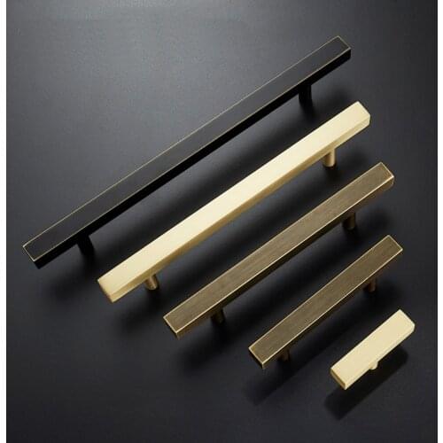 2"-11" Square Cabinet Handles Furniture Drawer Pulls Solid Brass Kitchen Cupboard Cabinet Door Handle Knobs Black/bronze/gold