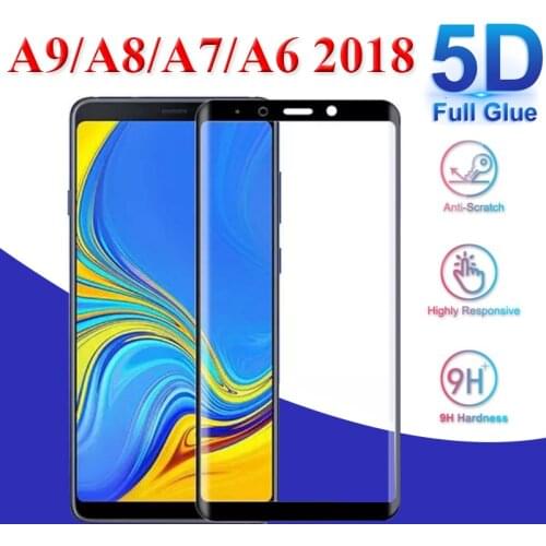 5D Protective glass on for Samsung a9 a8 a7 a6 plus 2018 tempered glas tremp a 9 8 7 6 a750 samsun screenprotector 9a 8a 7a film