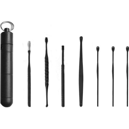 7PCS Ear Cleaner Earwax Removal Tool ABS Earpick Curette Reusable Ear Cleaning Wax Remover Spring Spoon Ear Pick Cleanser Care