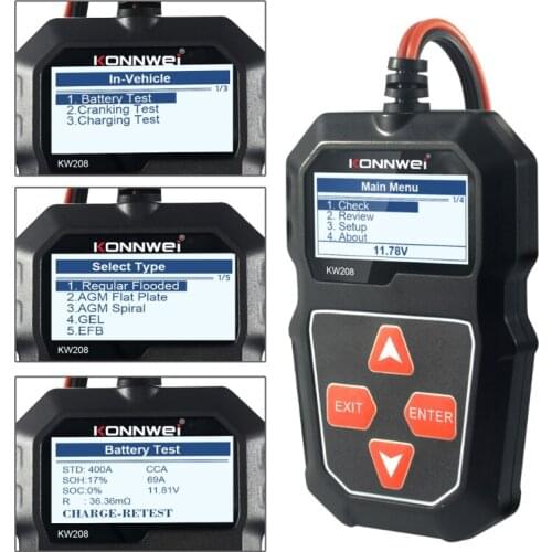 KW208 Car Battery Tester Charger Analyzer 12V 100-2000CCA Charging System Test Mar-12