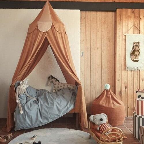 Mosquito net Palace style ins Nordic dream bed curtain tide cotton double crepe childrens dome blackout bed curtain canopy bed