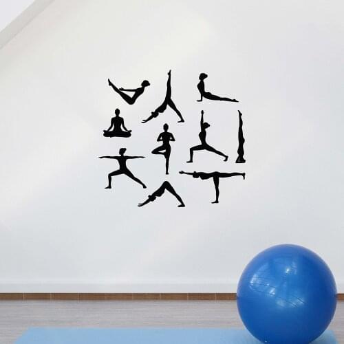 Yoga Poses Women Meditation Vinyl Wall Stickers Decal Home Decor living room Art Mural
