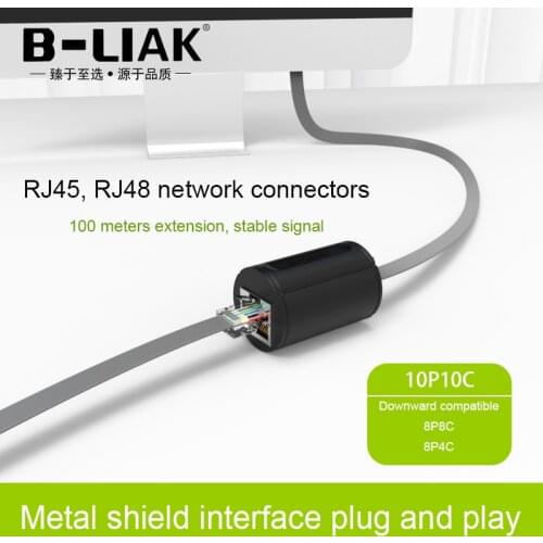 B-LIAK Ethernet Adapter 10P10C 8P8CRJ45 RJ48Lan Cable Extension Connector for Internet Connection Female