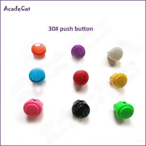 Free shipping 30mm Bracket mounted push button switch with 2Pin Built-in small microswitch for Arcade game machine