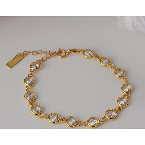 Silvology 925 Sterling Silver Round Zircon Bracelets Elegant Light Luxury Simple Strand Bracelets for Women Fashionable Jewelry