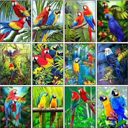 CraftArtGo 5D DIY Diamond Embroidery parrot Full Square Round Rhinestone Mosaic Painting Cross Stitch Flowers Diamond Kit