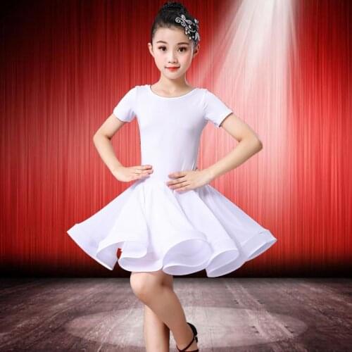 Junior Girls Latin Dance Dresses Big Ballroom Tango Skirt Kids Salsa Performance Competition Costumes Practice Wear
