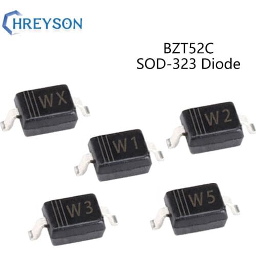 100Pcs SMD Zener Diode BZT52C4V7S W7 BZT52C5V1S W8 BZT52C5V6S W9 BZT52C6V2S WA BZT52C6V8S WB BZT52C7V5S WC BZT52C8V2S WD SOD-323
