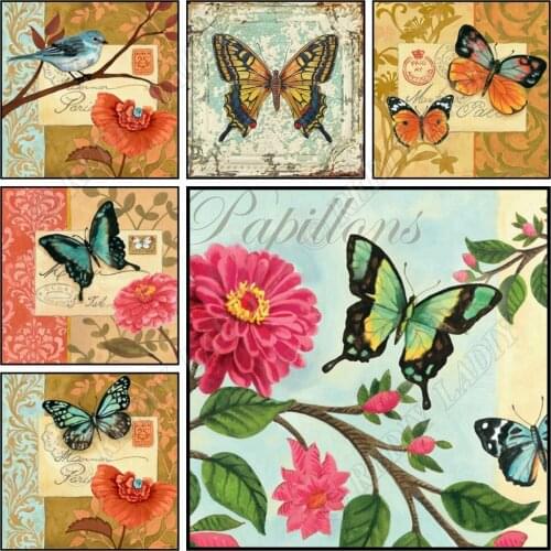 DIY Diamond Painting Butterflies Full Square / Round Rhinestones Mosaic 5D Diamond Embroidery Cross-stitch Kits Home Decoration