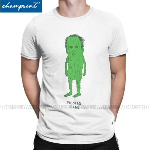 Mens Picolas Cage T Shirt Nicolas Cage Tees Funny Weird Creepy Raising Arizona Green Pickles Valley Clothes Gift Idea T-Shirts