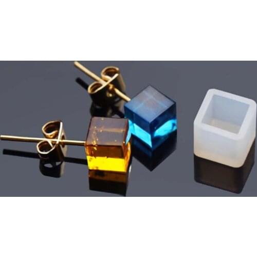 Resin DIY Crystal Epoxy Silicone Resin Mold For Stud Earrings Jewelry Making Square White 7mm( 2/8") x 7mm( 2/8"), 5 PCs/Lot