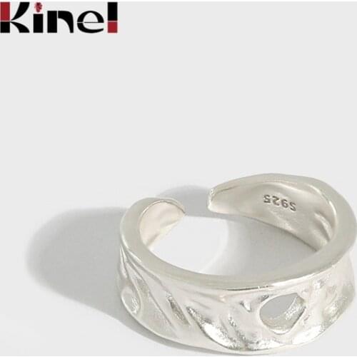 Kinel Irregular Real Silver 925 Jewelry Rings for Women Resizable Handmade Anillos Christmas Gifts Accesorios