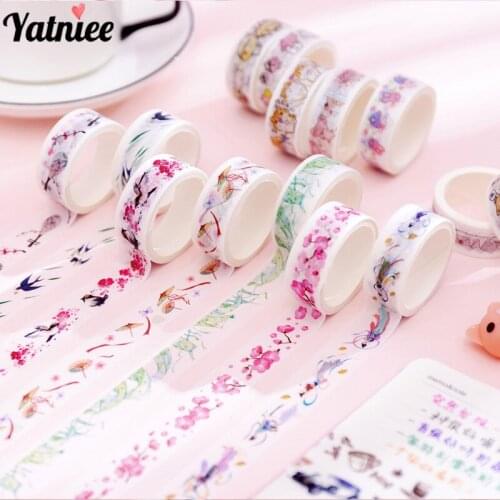 Yatniee 10pcs/lot Kawaii Cartoon Washi Tape Stickers Masking Tapes Scrapbooking Stationery Decoration Washitape School Supplies