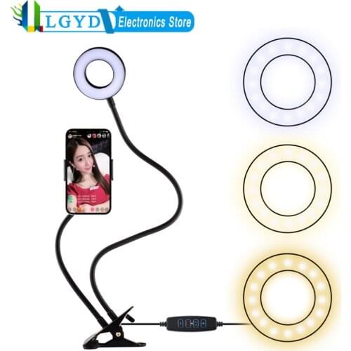 Smartphone Selfie Ring Light 3.5 inch Adjustable Live Broadcast Aluminum Alloy Clip LED Fill Light with Phone Clamp