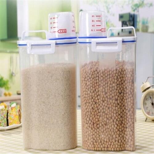 Cereal Storage Box 2L Transparent Kitchen Storage Box Moistureproof Sealed Flour Grain Storage Kitchen Food Grain Rice Container