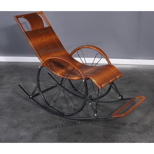 Adult rattan chair recliner leisure rocking chair nap Lazy rocking chair elderly balcony easy chair