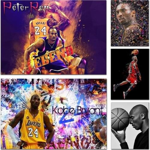 Hotsell Diamond painting Cross stitch Wall Art Kobe Bean Bryant Kobe Bryant Basketball Star Portrait embroidery For Living Room