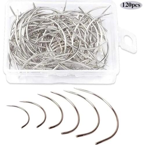 LMDZ 120Pcs C Needle Curved Hand Sewing Needles Set Household Repair Carpet Leather Repairing Blocking Knitting Tools Kit DIY