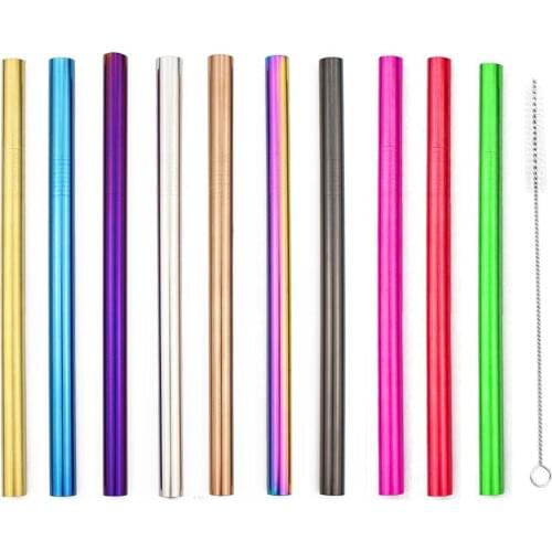 Tubule Metal Straw Pink Stainless Steel Straw Reusable Drinking Straws 12mm Smoothies Tapioca Pearls Beveled Bar Party 1Pc