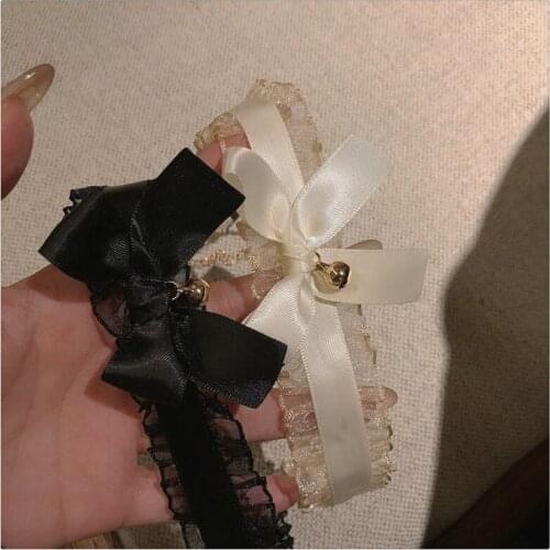 Fashion Lace Collar Black Bells Bow Necklace 2021 Black White Clavicle Choker Style Short Necklace for Women Jewelry Wholesale