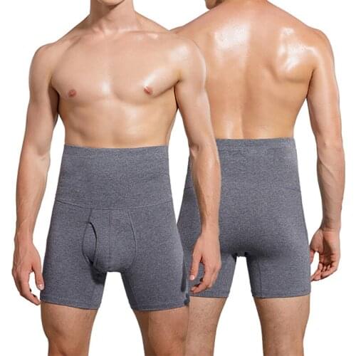 L-9XL Mens Cotton Shapers Boxer Shorts Seamless Bugle Pouch High Waist Underpants Sleep Bottoms Sports Fitness Underwear Trunks